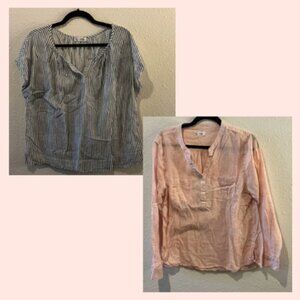 Carve Designs Linen Tops Bundle | Size M | Striped & Pink Blouses